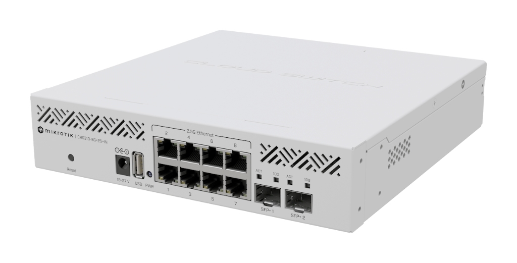 CRS310-8G+2S+IN-Mikrotik CRS310-8G+2S+IN 8× 2.5 GbE Switch, 2× SFP+ Uplink Desteği, Yüksek Performans