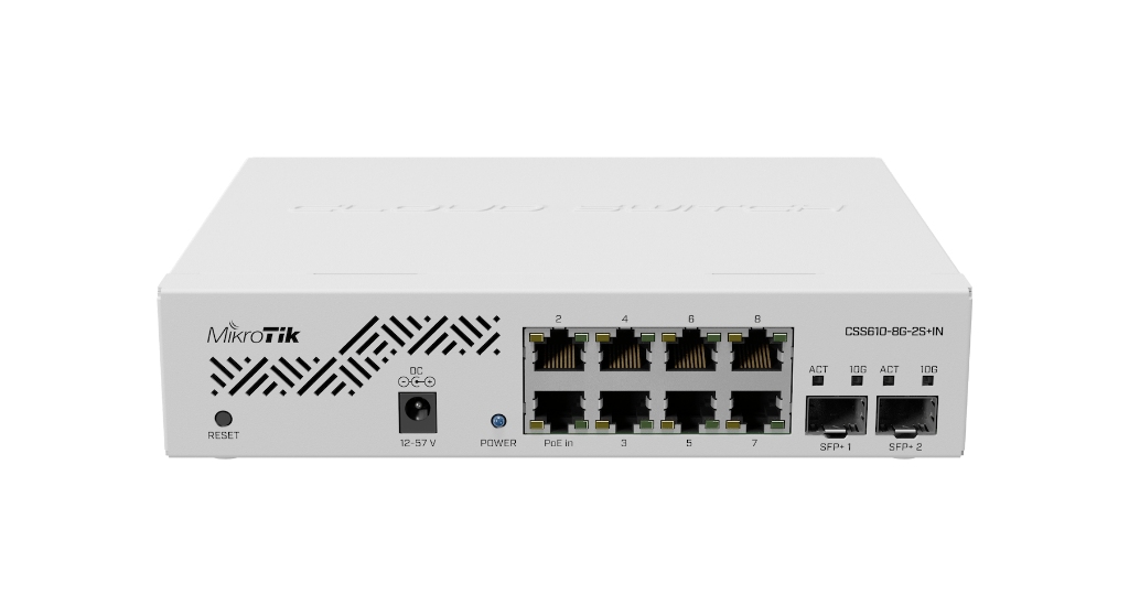 CSS610-8G-2S+IN-Mikrotik CSS610-8G-2S+IN — 8 Port Gigabit + 2 Port 10G SFP+ Yönetilebilir Switch