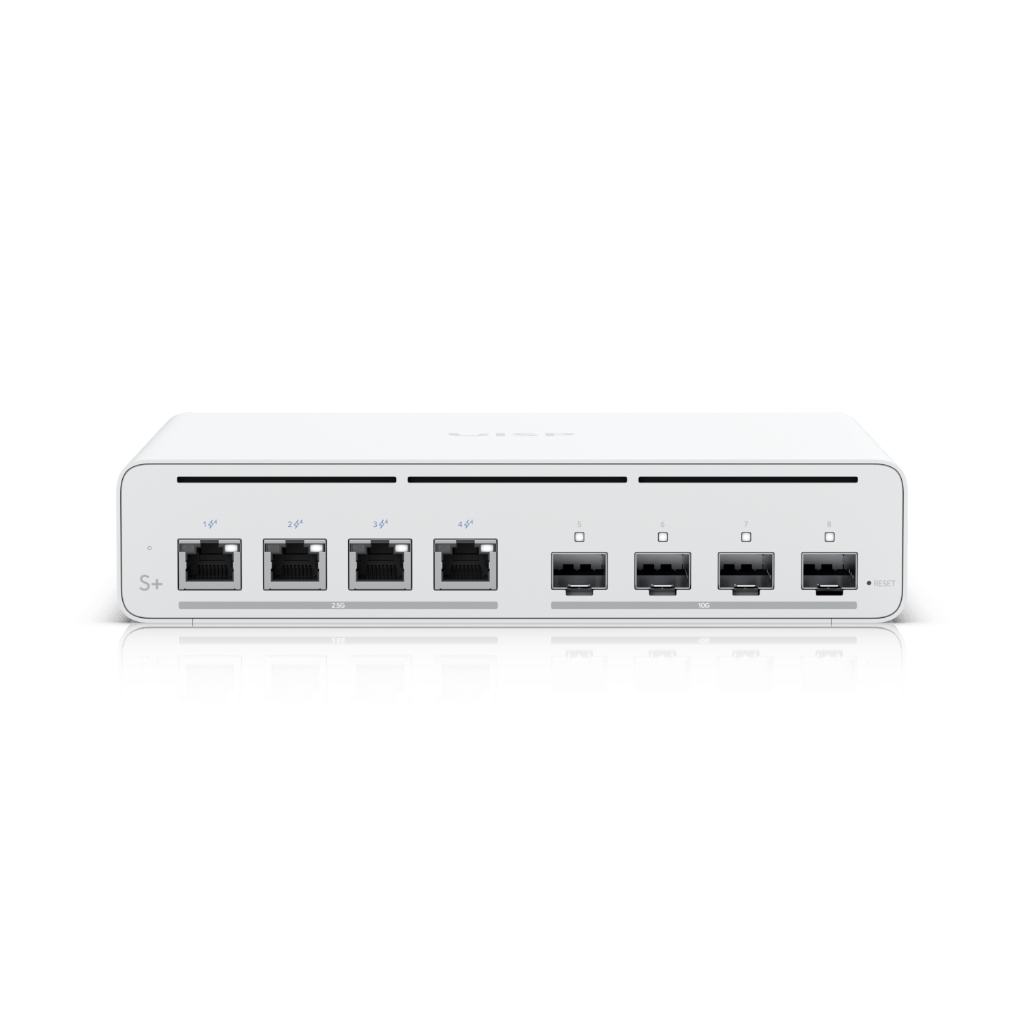 UISP-S-Plus-UBNT UISP Switch Plus (UISP-S-Plus) - 4× 2.5 GbE PoE ve 4× 10G SFP+ Portlu, 160W PoE Bütçesiyle ISP Switch