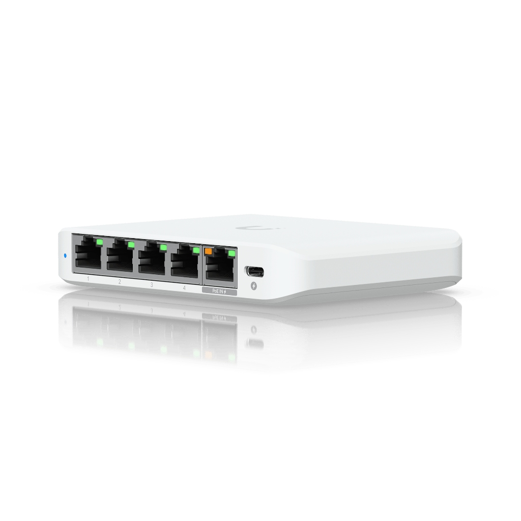 -UBNT UniFi Flex Mini 2.5G (USW-Flex-2.5G-5) | 5 Port 2.5GbE, PoE ve USB-C Destekli Kompakt Switch